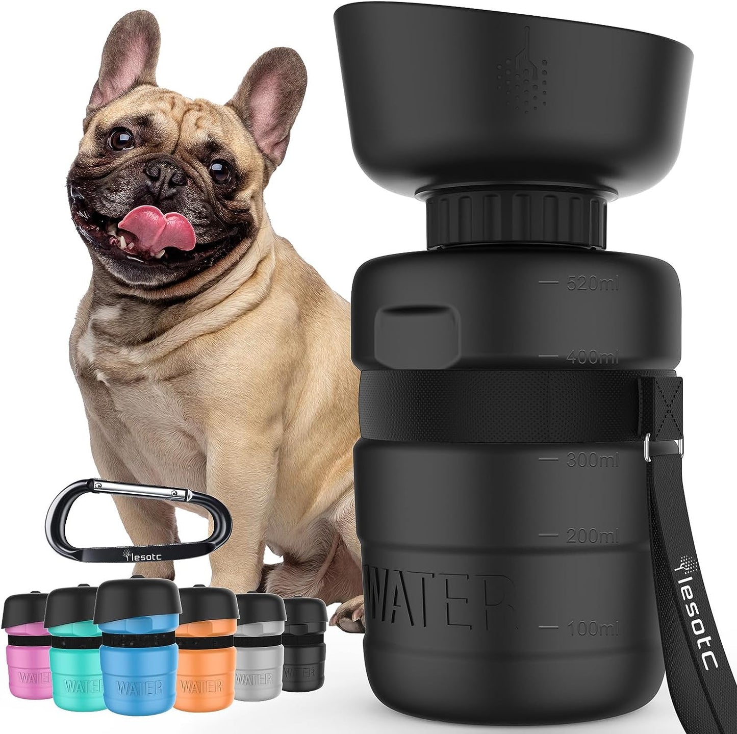 Dog Water Bottle, Portable Water Dispenser with Bowl, Leak Proof Pet Travel Squeeze Bottle, Puppy Essentials Dog Stuff Accessories for Outdoor Walking, Hiking, Camping