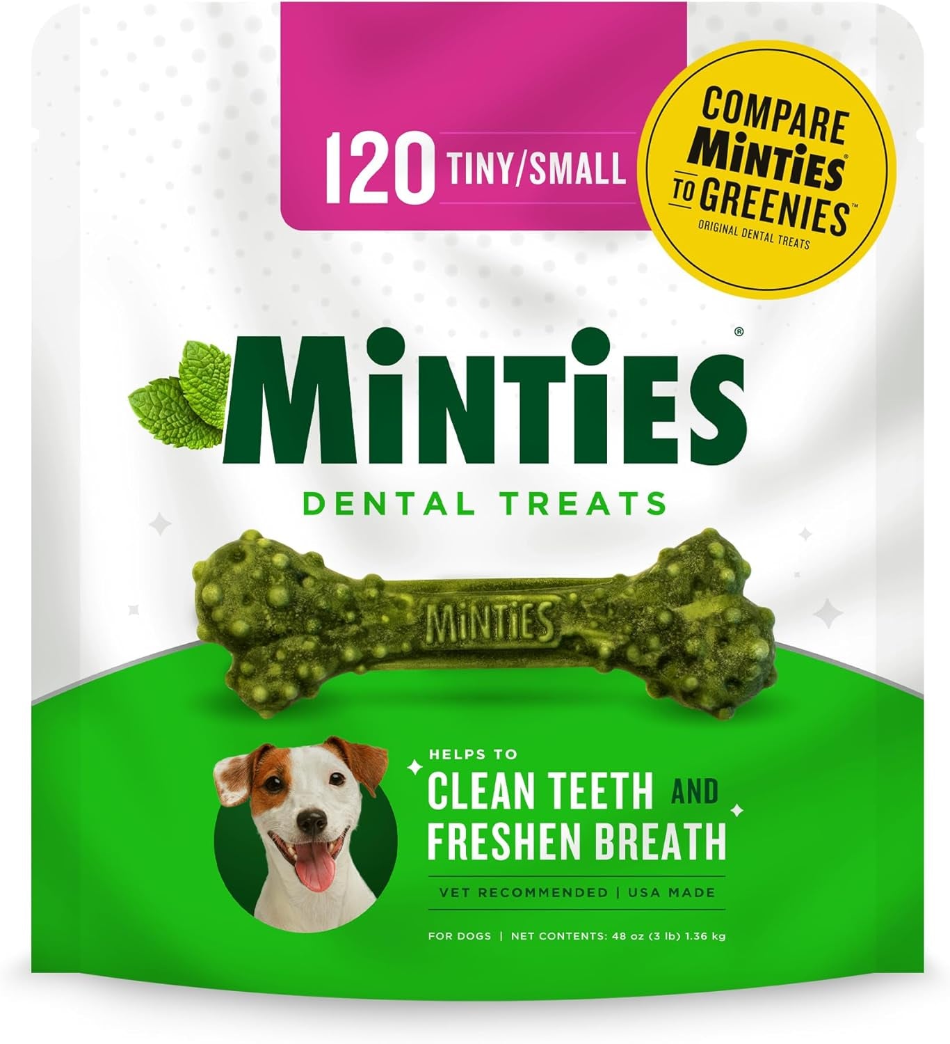 Dental Chews for Dogs, 20 Count, Vet-Recommended Mint-Flavored Treats for Medium Dogs 25-50 Lbs, Dental Bones Clean Teeth, Fight Bad Breath, and Removes Plaque and Tartar