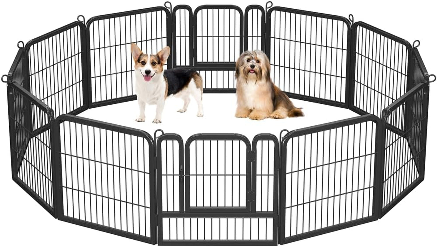 Dog Playpen Outdoor, 24 Inch 16 Panels Dog Pen Indoor Heavy Duty Puppy Exercise Pen Metal Pet Fence for RV Camping/Yard/Garden