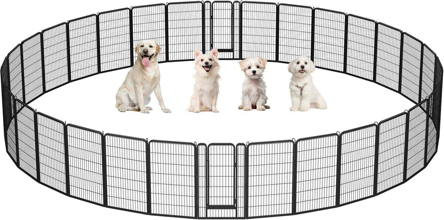 Dog Playpen Outdoor, 24 Inch 16 Panels Dog Pen Indoor Heavy Duty Puppy Exercise Pen Metal Pet Fence for RV Camping/Yard/Garden