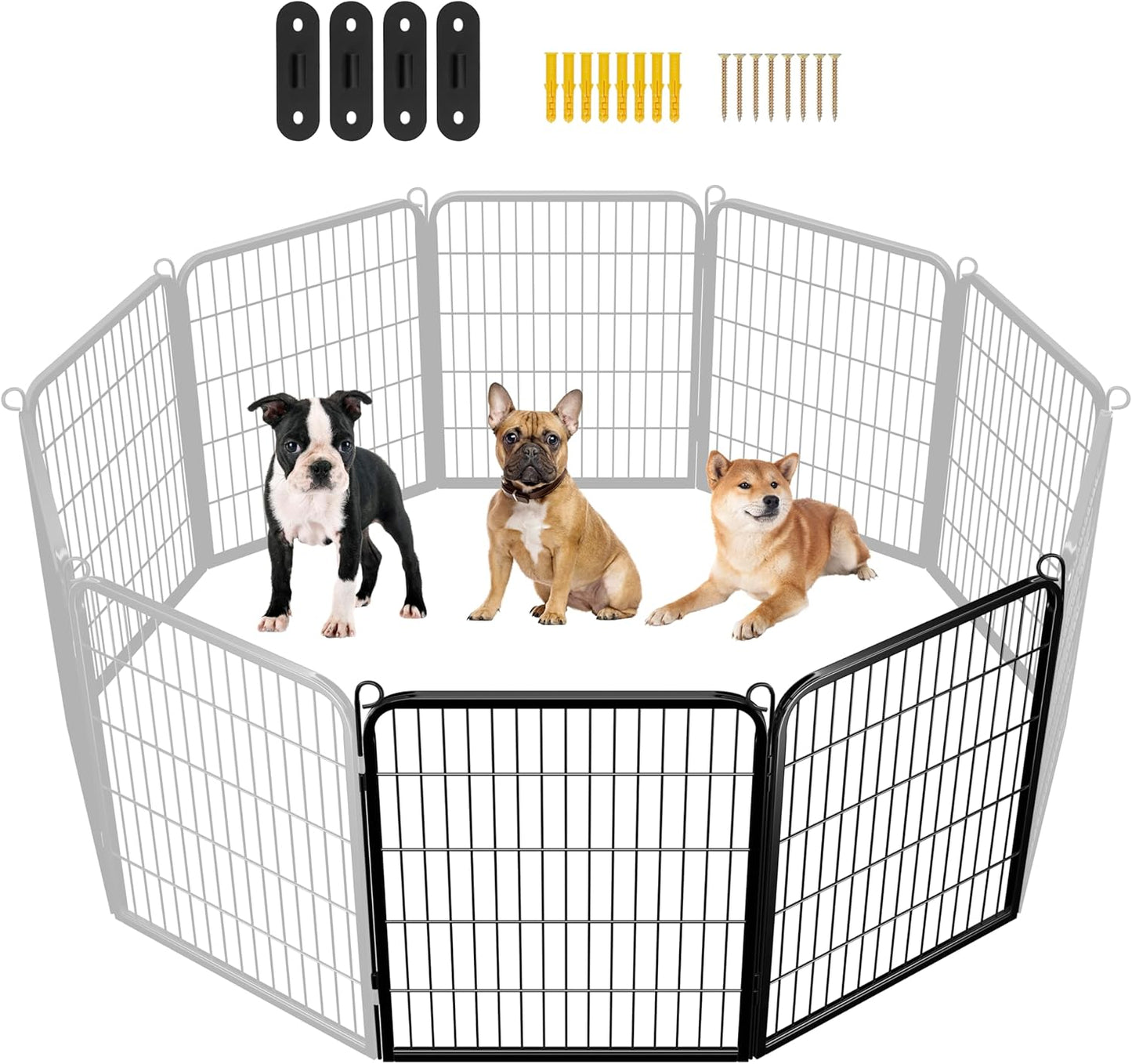 Dog Playpen Outdoor, 24 Inch 16 Panels Dog Pen Indoor Heavy Duty Puppy Exercise Pen Metal Pet Fence for RV Camping/Yard/Garden