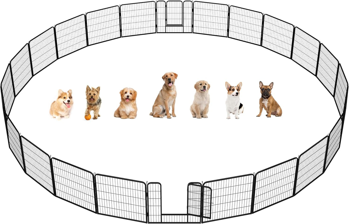 Dog Playpen Outdoor, 24 Inch 16 Panels Dog Pen Indoor Heavy Duty Puppy Exercise Pen Metal Pet Fence for RV Camping/Yard/Garden