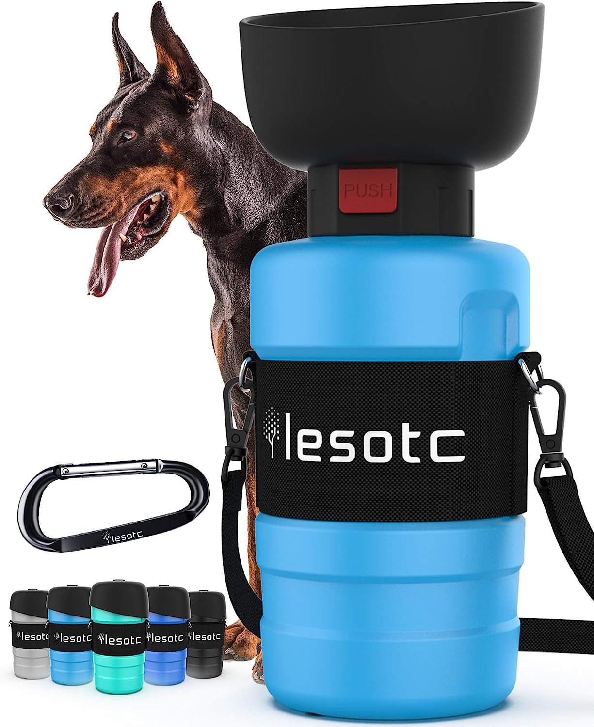 Dog Water Bottle, Portable Water Dispenser with Bowl, Leak Proof Pet Travel Squeeze Bottle, Puppy Essentials Dog Stuff Accessories for Outdoor Walking, Hiking, Camping