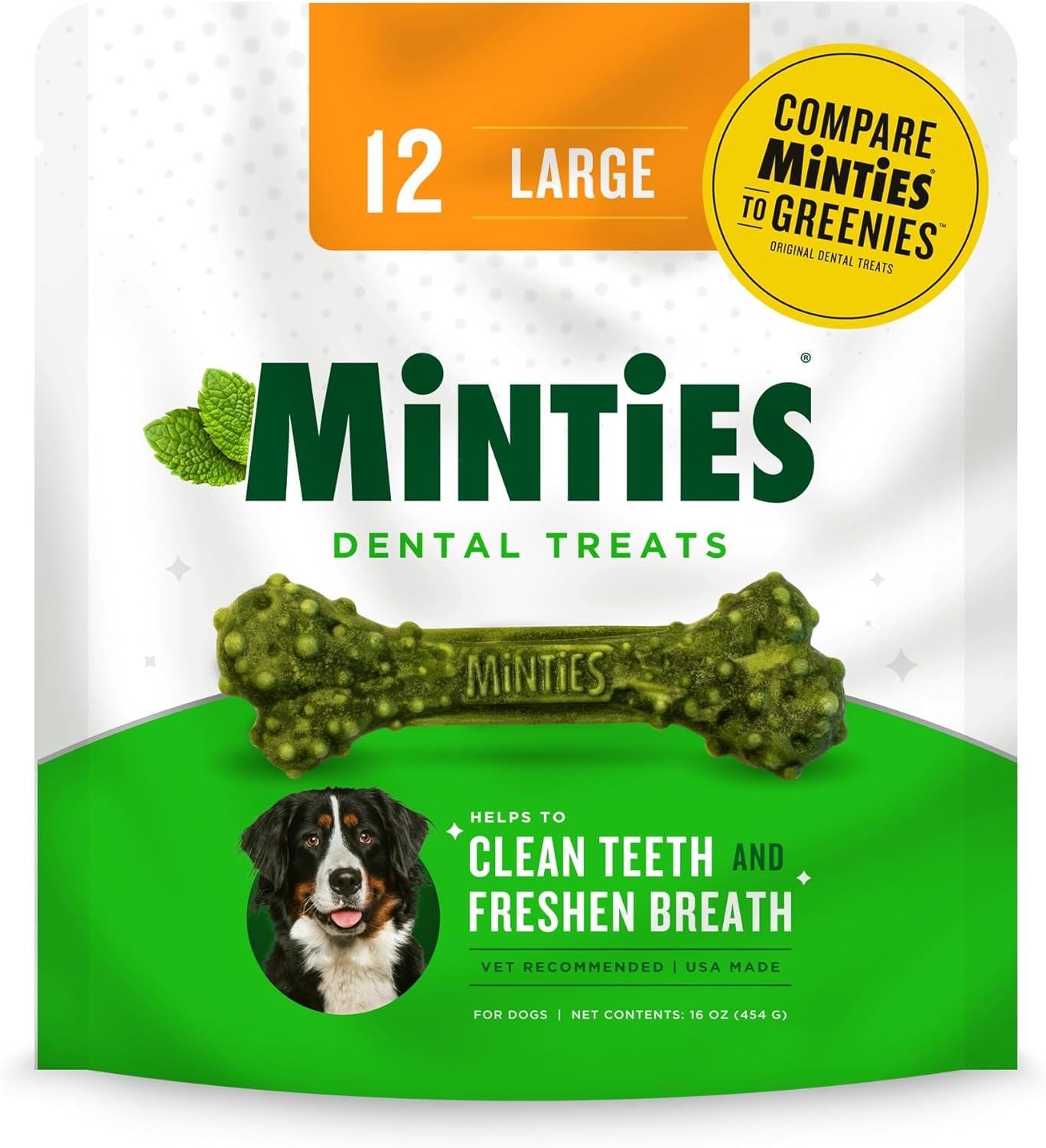 Dental Chews for Dogs, 20 Count, Vet-Recommended Mint-Flavored Treats for Medium Dogs 25-50 Lbs, Dental Bones Clean Teeth, Fight Bad Breath, and Removes Plaque and Tartar