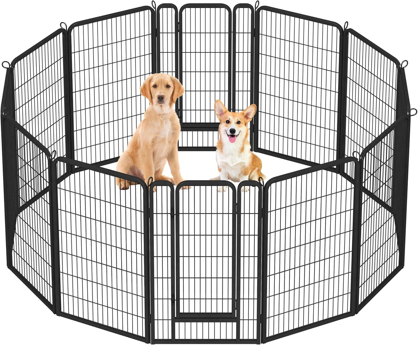 Dog Playpen Outdoor, 24 Inch 16 Panels Dog Pen Indoor Heavy Duty Puppy Exercise Pen Metal Pet Fence for RV Camping/Yard/Garden