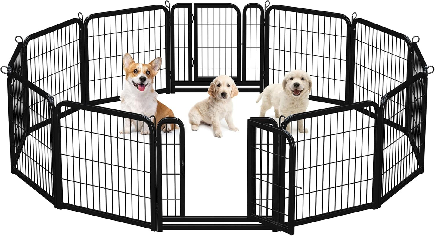 Dog Playpen Outdoor, 24 Inch 16 Panels Dog Pen Indoor Heavy Duty Puppy Exercise Pen Metal Pet Fence for RV Camping/Yard/Garden