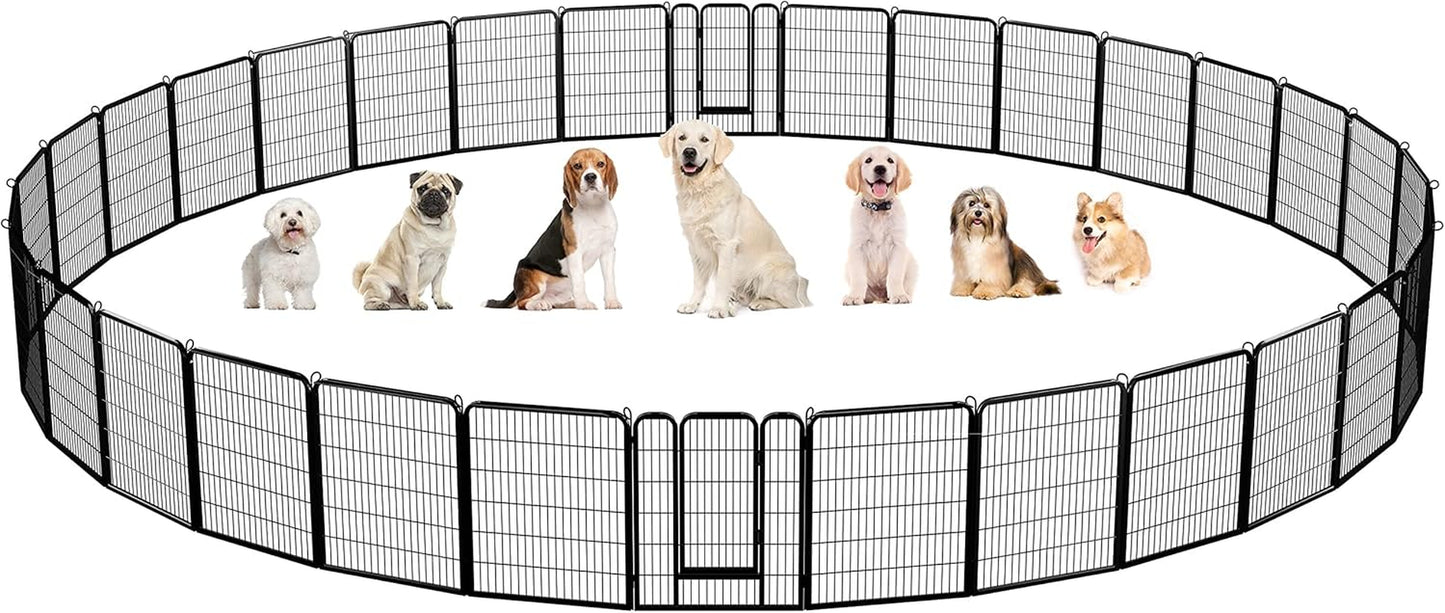 Dog Playpen Outdoor, 24 Inch 16 Panels Dog Pen Indoor Heavy Duty Puppy Exercise Pen Metal Pet Fence for RV Camping/Yard/Garden