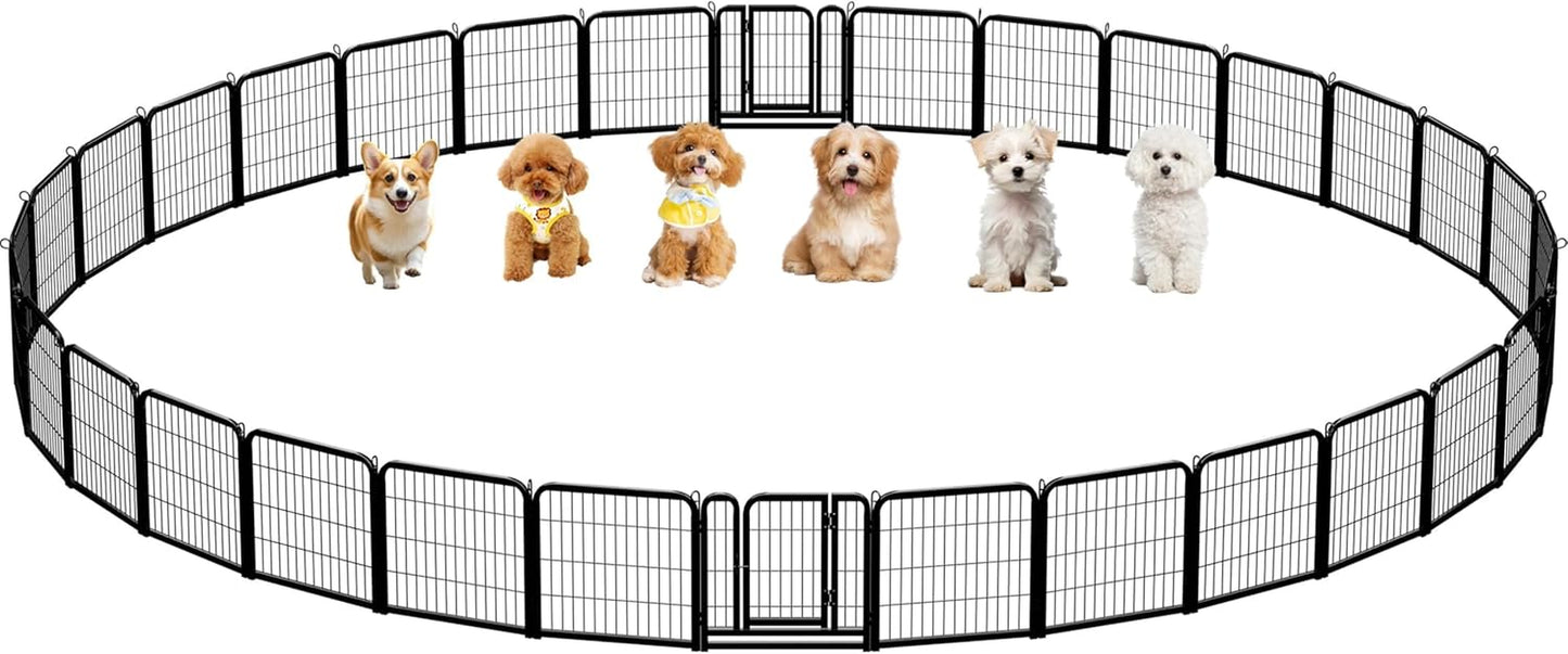 Dog Playpen Outdoor, 24 Inch 16 Panels Dog Pen Indoor Heavy Duty Puppy Exercise Pen Metal Pet Fence for RV Camping/Yard/Garden