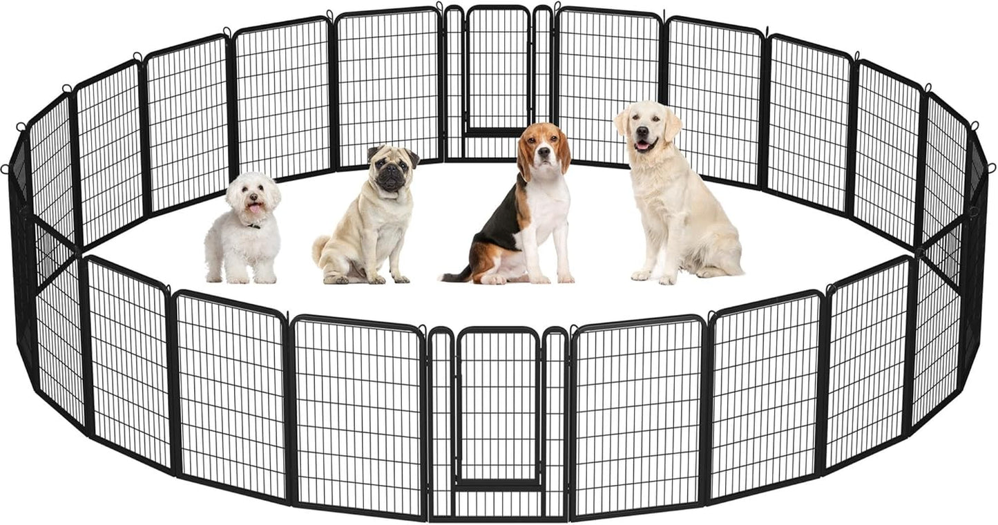 Dog Playpen Outdoor, 24 Inch 16 Panels Dog Pen Indoor Heavy Duty Puppy Exercise Pen Metal Pet Fence for RV Camping/Yard/Garden