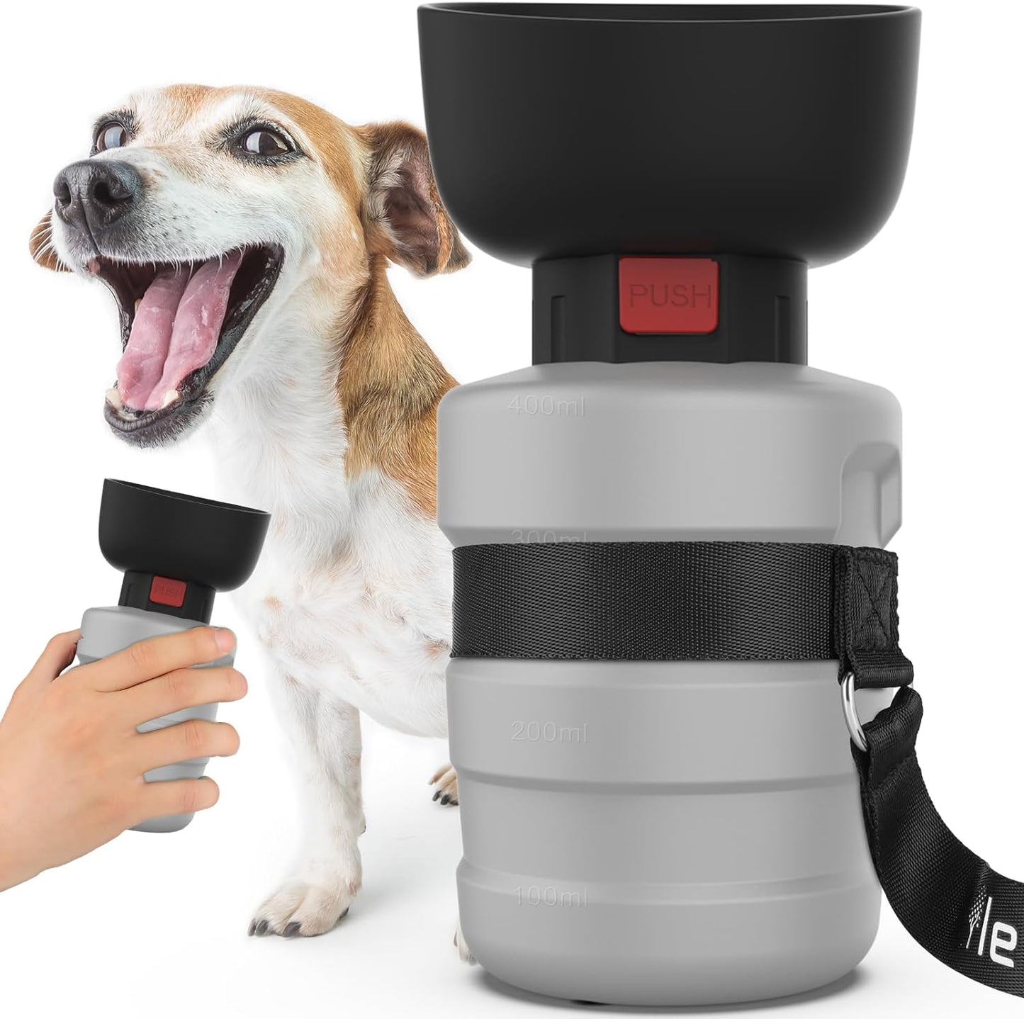 Dog Water Bottle, Portable Water Dispenser with Bowl, Leak Proof Pet Travel Squeeze Bottle, Puppy Essentials Dog Stuff Accessories for Outdoor Walking, Hiking, Camping