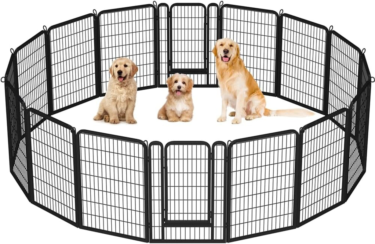 Dog Playpen Outdoor, 24 Inch 16 Panels Dog Pen Indoor Heavy Duty Puppy Exercise Pen Metal Pet Fence for RV Camping/Yard/Garden