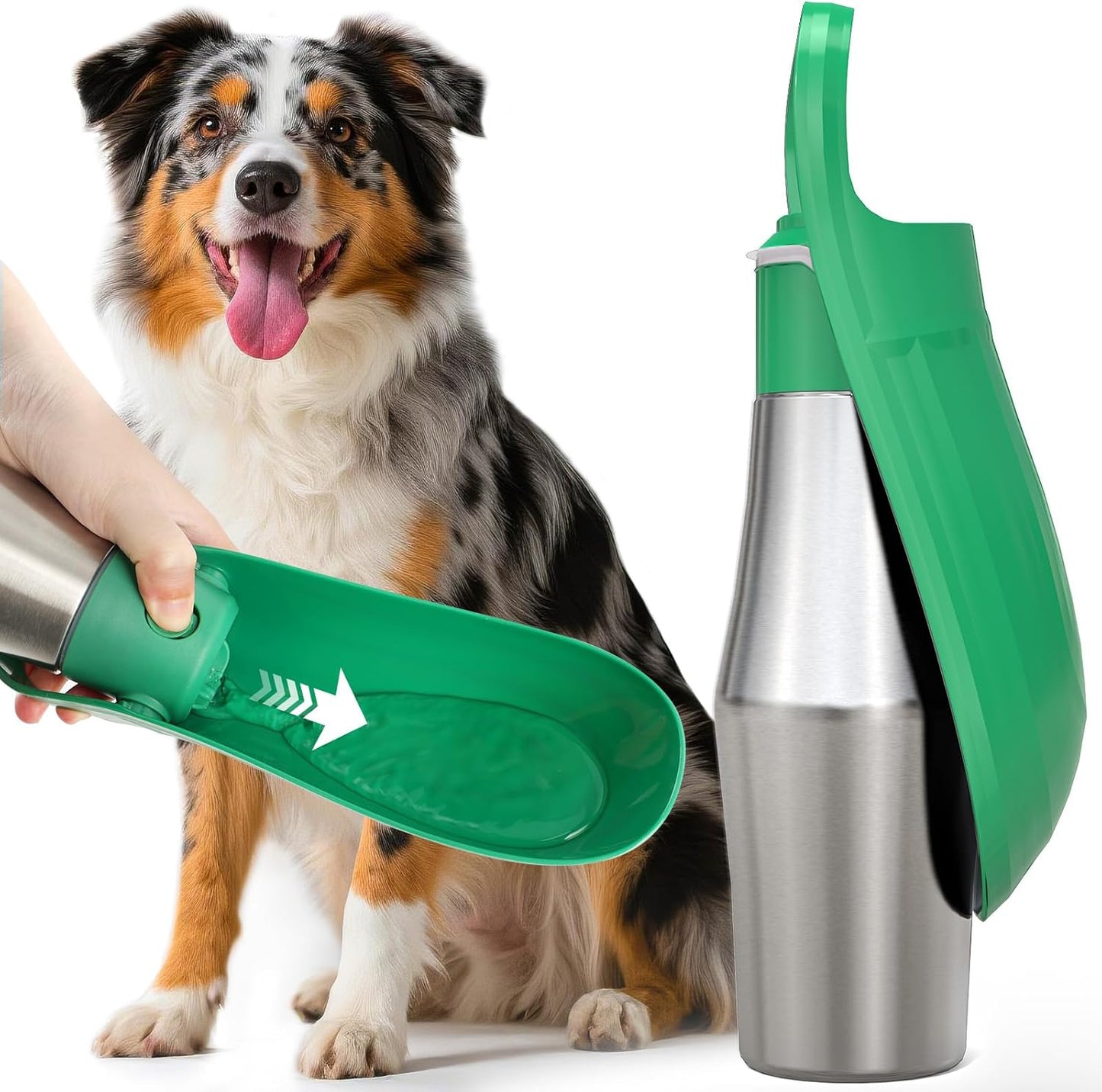 Dog Water Bottle, Portable Water Dispenser with Bowl, Leak Proof Pet Travel Squeeze Bottle, Puppy Essentials Dog Stuff Accessories for Outdoor Walking, Hiking, Camping