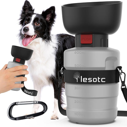 Dog Water Bottle, Portable Water Dispenser with Bowl, Leak Proof Pet Travel Squeeze Bottle, Puppy Essentials Dog Stuff Accessories for Outdoor Walking, Hiking, Camping