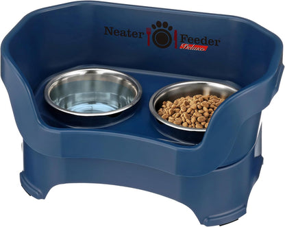 Neater Feeder Deluxe Mess Proof Dog Bowls Elevated for Medium Dogs 19-40 Lbs, Made in USA, No Spill Raised Dog Food Bowl Stand Feeding Station, Food and Water Bowl Set, Grey