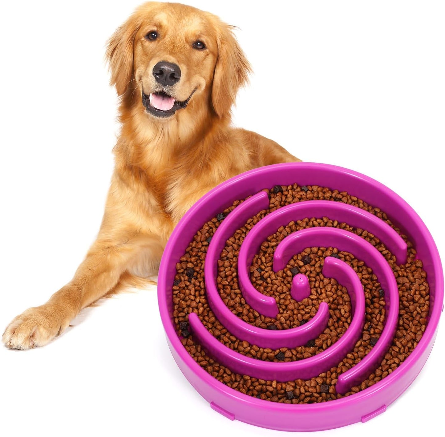Slow Feeder Large Dog Bowls for Large Medium Dog Non Slip Maze Puzzle Bowl Pet Slower Food Feeding Dishes Interactive Bloat Stop Dog Bowl Preventing Choking Healthy Dog Bowl, Light Gray