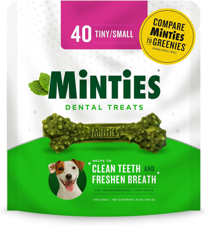 Dental Chews for Dogs, 20 Count, Vet-Recommended Mint-Flavored Treats for Medium Dogs 25-50 Lbs, Dental Bones Clean Teeth, Fight Bad Breath, and Removes Plaque and Tartar