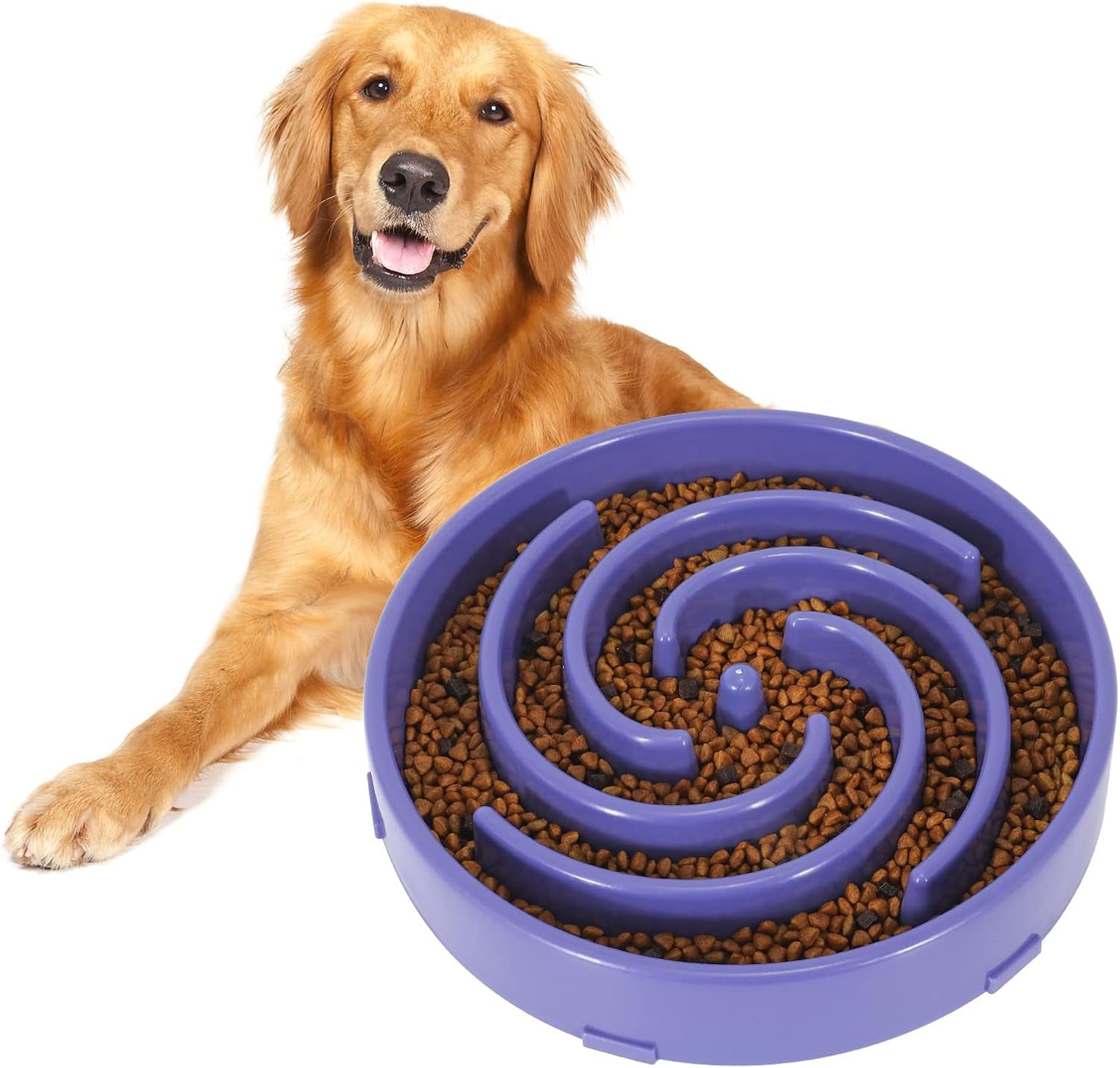 Slow Feeder Large Dog Bowls for Large Medium Dog Non Slip Maze Puzzle Bowl Pet Slower Food Feeding Dishes Interactive Bloat Stop Dog Bowl Preventing Choking Healthy Dog Bowl, Light Gray