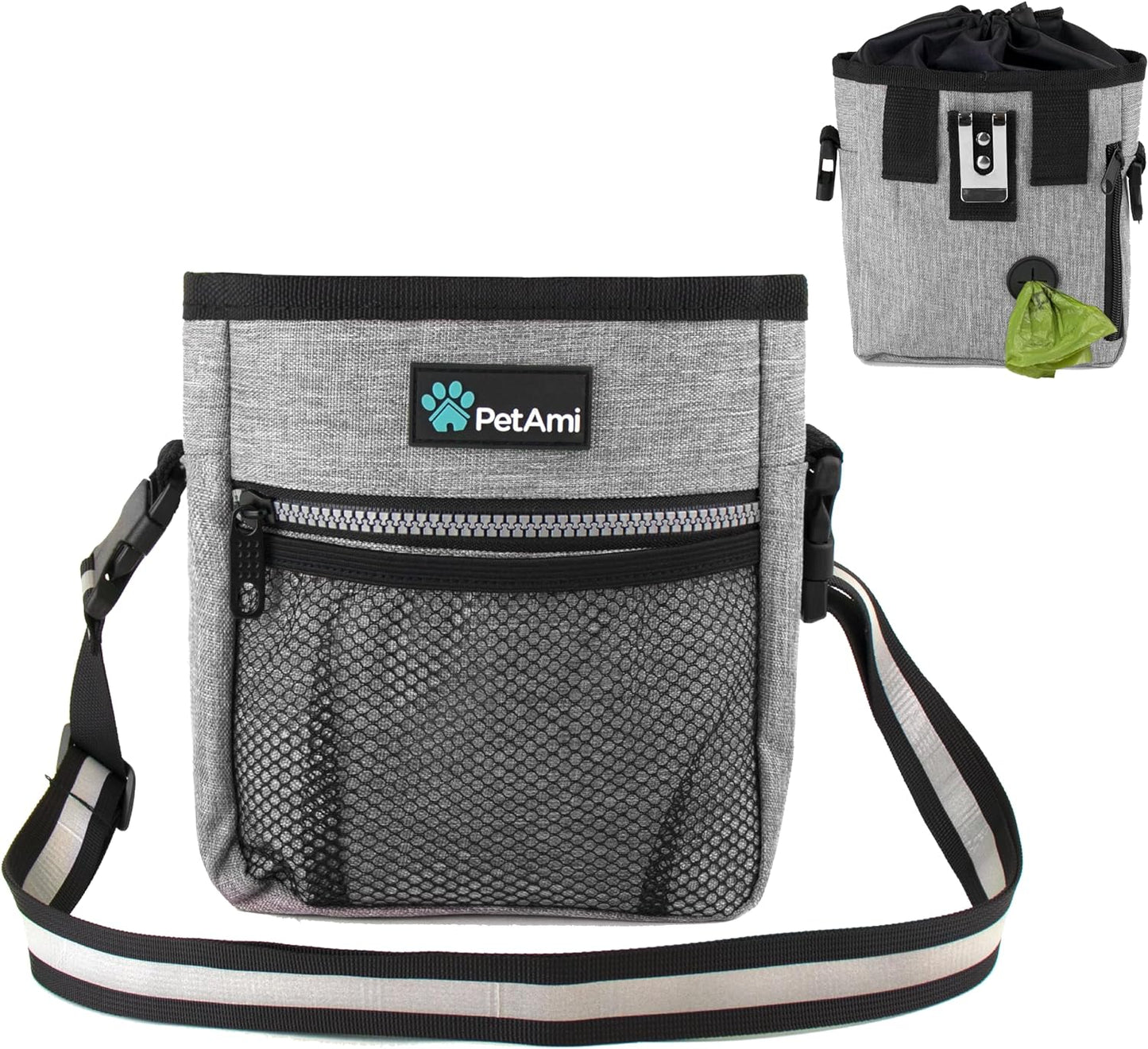 Ultimate  Dog Treat Pouch – Versatile Training & Walking Bag with Poop Bag Dispenser – 3 Ways to Wear (Heather Gray)