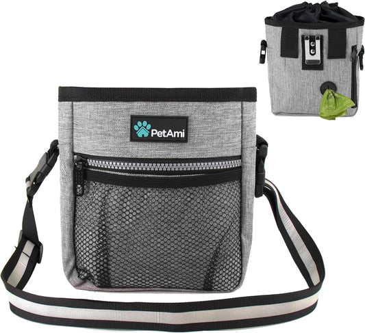 Ultimate  Dog Treat Pouch – Versatile Training & Walking Bag with Poop Bag Dispenser – 3 Ways to Wear (Heather Gray)