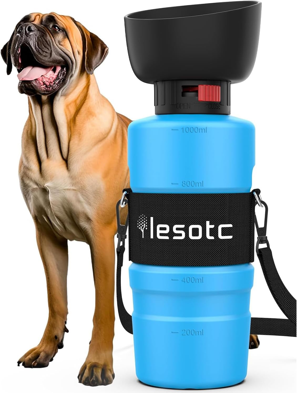 Dog Water Bottle, Portable Water Dispenser with Bowl, Leak Proof Pet Travel Squeeze Bottle, Puppy Essentials Dog Stuff Accessories for Outdoor Walking, Hiking, Camping