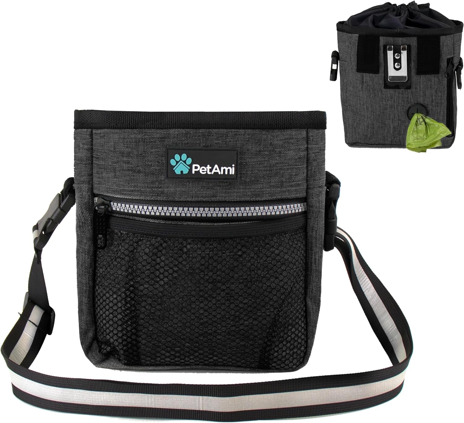 Ultimate  Dog Treat Pouch – Versatile Training & Walking Bag with Poop Bag Dispenser – 3 Ways to Wear (Heather Gray)