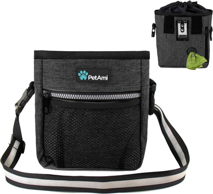 Ultimate  Dog Treat Pouch – Versatile Training & Walking Bag with Poop Bag Dispenser – 3 Ways to Wear (Heather Gray)
