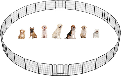 Dog Playpen Outdoor, 24 Inch 16 Panels Dog Pen Indoor Heavy Duty Puppy Exercise Pen Metal Pet Fence for RV Camping/Yard/Garden