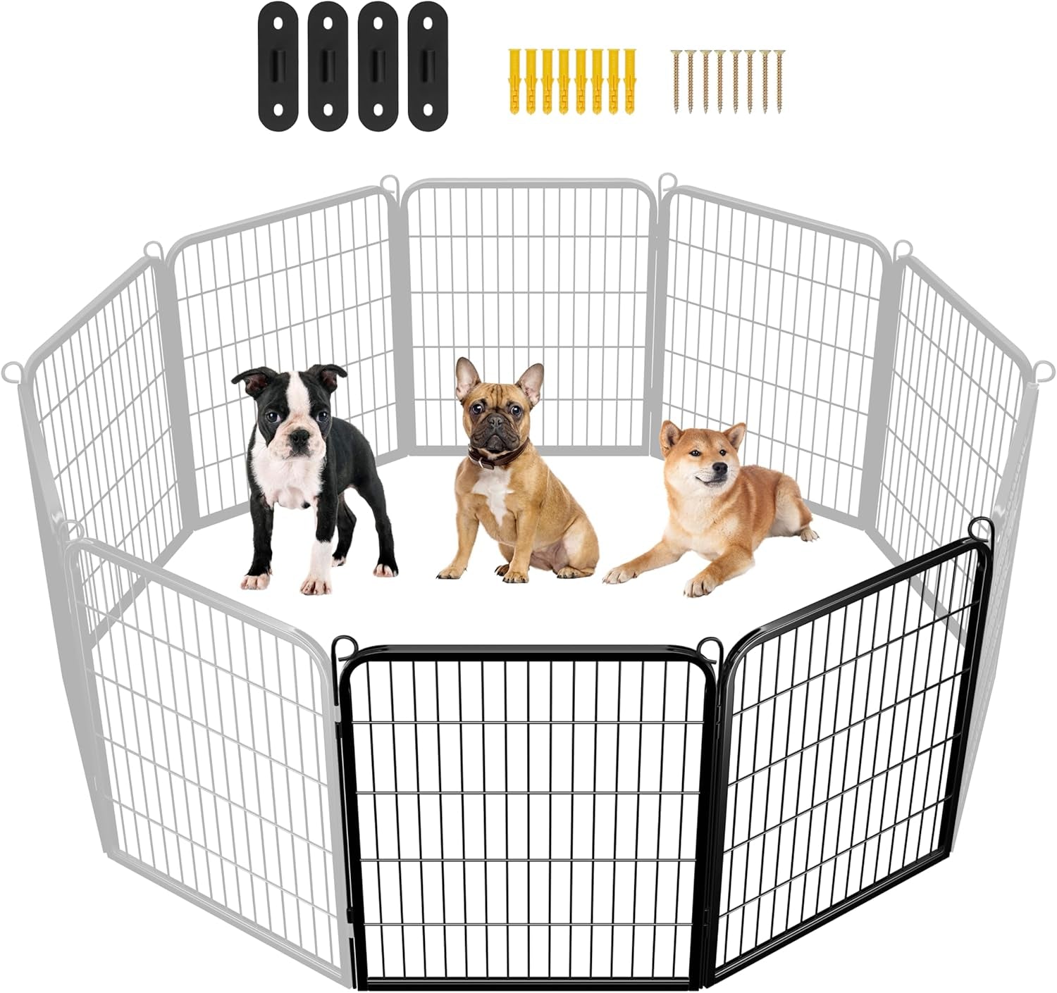 Dog Playpen Outdoor, 24 Inch 16 Panels Dog Pen Indoor Heavy Duty Puppy Exercise Pen Metal Pet Fence for RV Camping/Yard/Garden