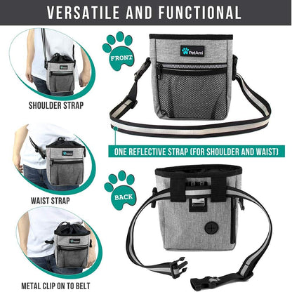 Ultimate  Dog Treat Pouch – Versatile Training & Walking Bag with Poop Bag Dispenser – 3 Ways to Wear (Heather Gray)