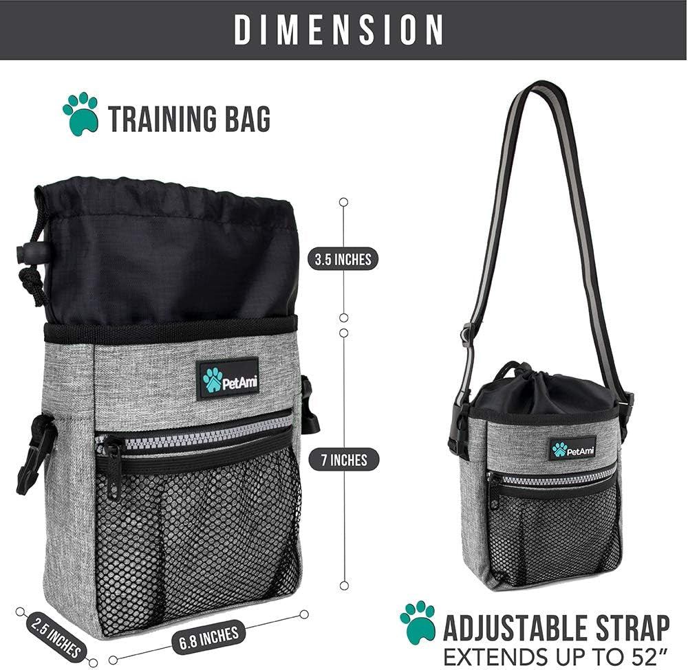Ultimate  Dog Treat Pouch – Versatile Training & Walking Bag with Poop Bag Dispenser – 3 Ways to Wear (Heather Gray)