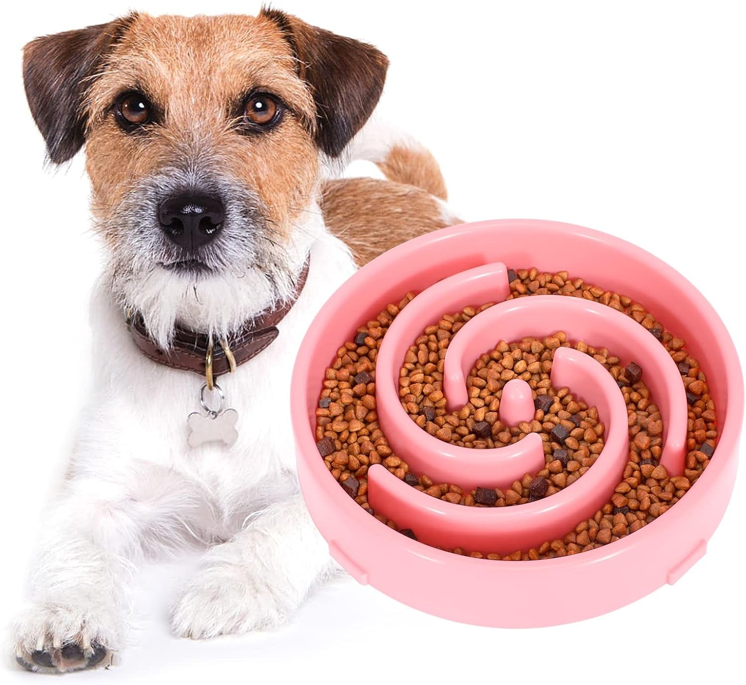 Slow Feeder Large Dog Bowls for Large Medium Dog Non Slip Maze Puzzle Bowl Pet Slower Food Feeding Dishes Interactive Bloat Stop Dog Bowl Preventing Choking Healthy Dog Bowl, Light Gray