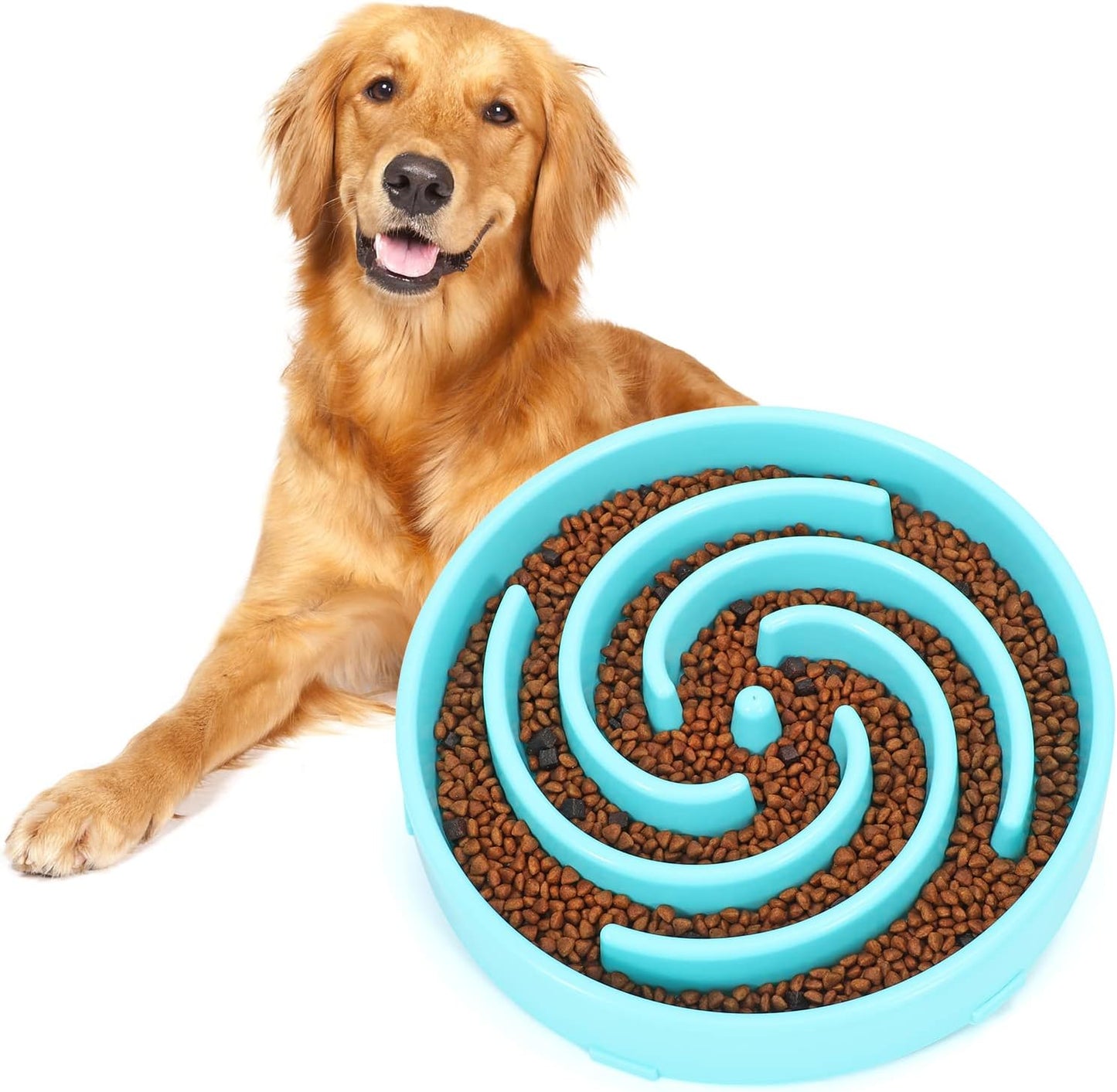 Slow Feeder Large Dog Bowls for Large Medium Dog Non Slip Maze Puzzle Bowl Pet Slower Food Feeding Dishes Interactive Bloat Stop Dog Bowl Preventing Choking Healthy Dog Bowl, Light Gray