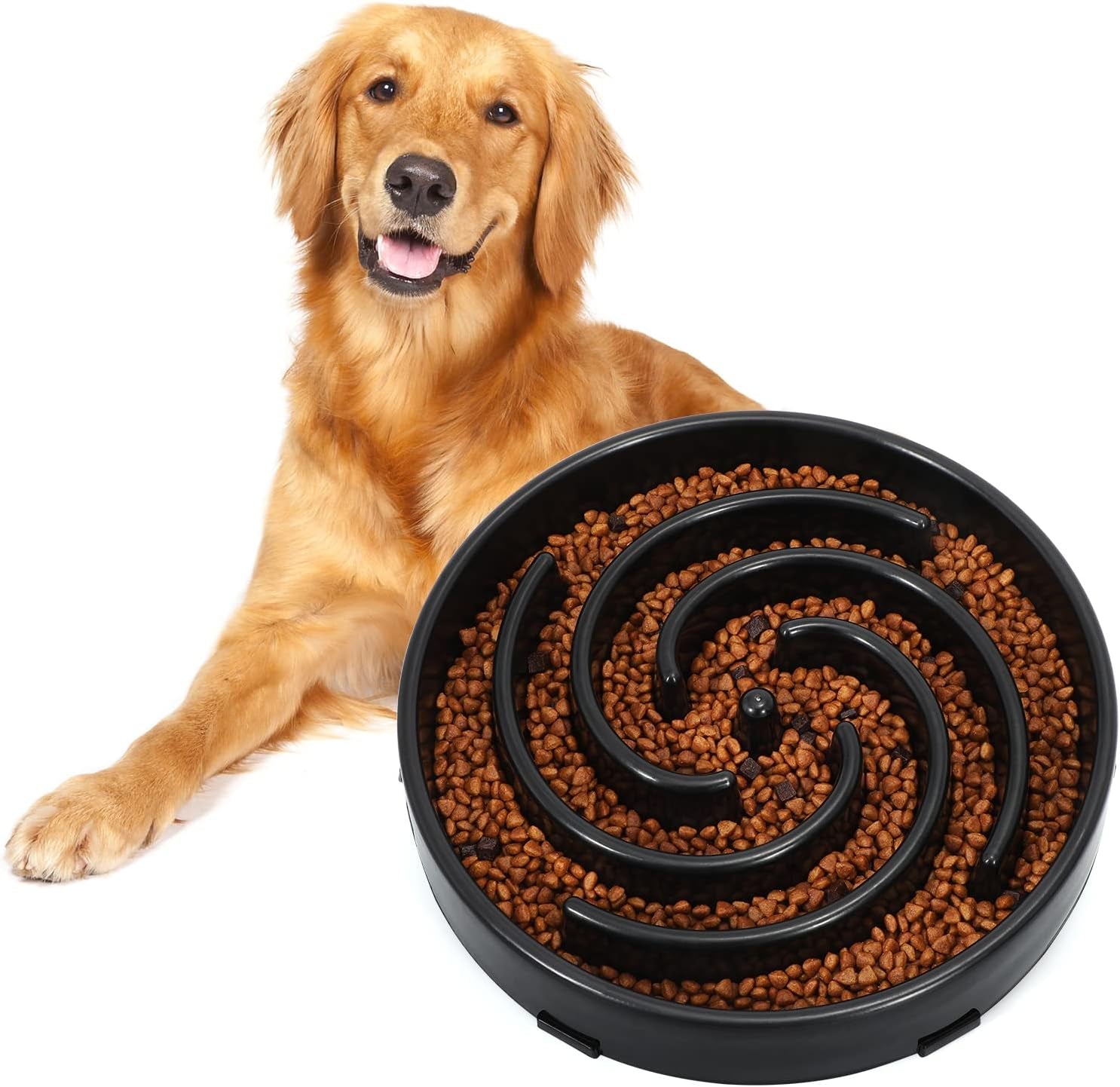 Slow Feeder Large Dog Bowls for Large Medium Dog Non Slip Maze Puzzle Bowl Pet Slower Food Feeding Dishes Interactive Bloat Stop Dog Bowl Preventing Choking Healthy Dog Bowl, Light Gray