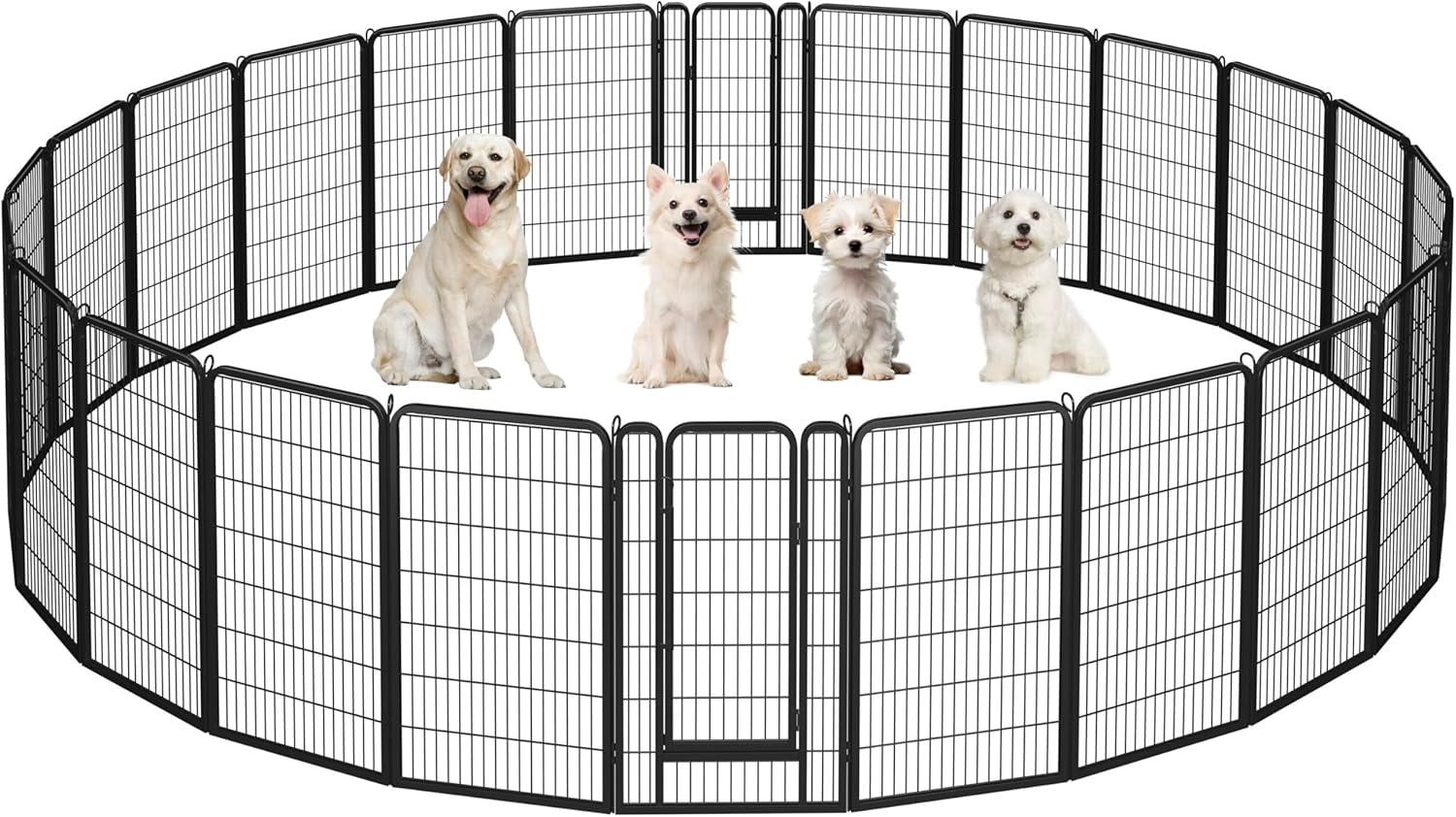 Dog Playpen Outdoor, 24 Inch 16 Panels Dog Pen Indoor Heavy Duty Puppy Exercise Pen Metal Pet Fence for RV Camping/Yard/Garden