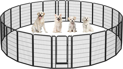 Dog Playpen Outdoor, 24 Inch 16 Panels Dog Pen Indoor Heavy Duty Puppy Exercise Pen Metal Pet Fence for RV Camping/Yard/Garden