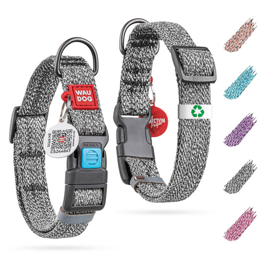 Reflective Cotton Dog Collar Eco Friendly Alt to Nylon Collar for Small Medium and Large Dogs Pet Collar with QR ID Tag Puppy Collar for Large Breed Dogs Adjustable Male Female Dog Collar