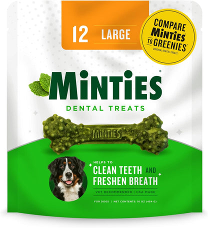 Dental Chews for Dogs, 20 Count, Vet-Recommended Mint-Flavored Treats for Medium Dogs 25-50 Lbs, Dental Bones Clean Teeth, Fight Bad Breath, and Removes Plaque and Tartar
