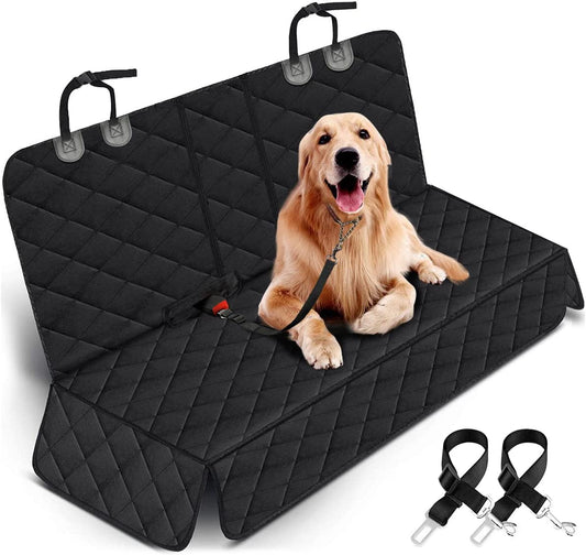 Premium Waterproof Dog Car Seat Cover - Universal Fit for Cars, Trucks & SUVs, Non-Slip Back Seat Protector with Middle Armrest Access - Stylish Black Design