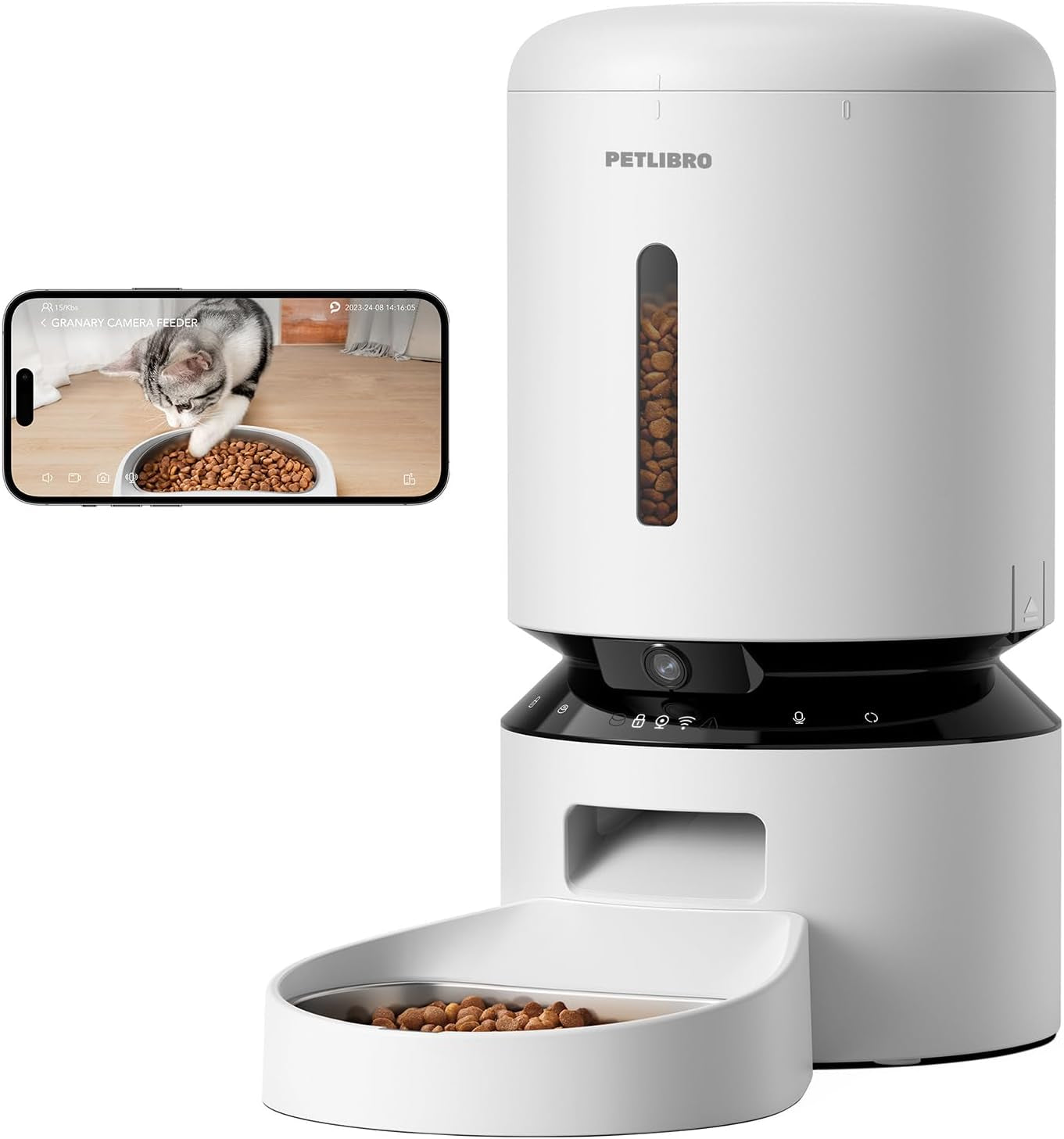 Automatic Cat Feeder Dog Food Dispenser Auto Timer Pet Feeding Tray, Low Food & Motion & Sound Alerts, 4L Basic