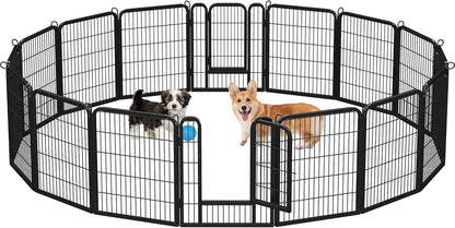 Dog Playpen Outdoor, 24 Inch 16 Panels Dog Pen Indoor Heavy Duty Puppy Exercise Pen Metal Pet Fence for RV Camping/Yard/Garden