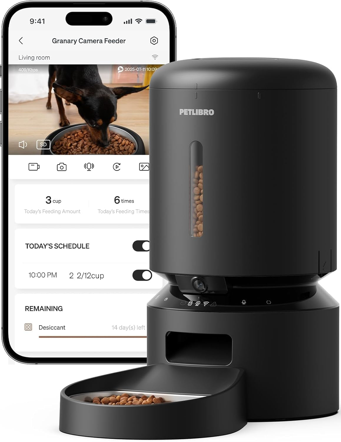 Automatic Cat Feeder Dog Food Dispenser Auto Timer Pet Feeding Tray, Low Food & Motion & Sound Alerts, 4L Basic
