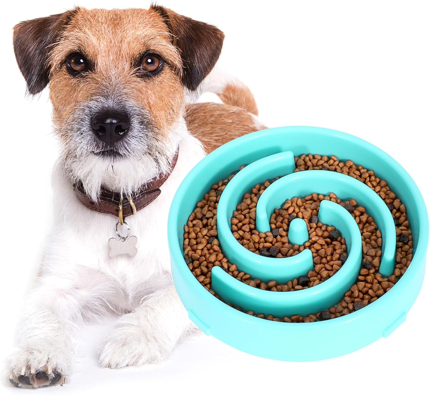 Slow Feeder Large Dog Bowls for Large Medium Dog Non Slip Maze Puzzle Bowl Pet Slower Food Feeding Dishes Interactive Bloat Stop Dog Bowl Preventing Choking Healthy Dog Bowl, Light Gray