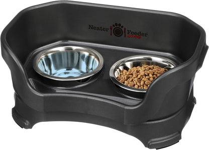 Neater Feeder Deluxe Mess Proof Dog Bowls Elevated for Medium Dogs 19-40 Lbs, Made in USA, No Spill Raised Dog Food Bowl Stand Feeding Station, Food and Water Bowl Set, Grey