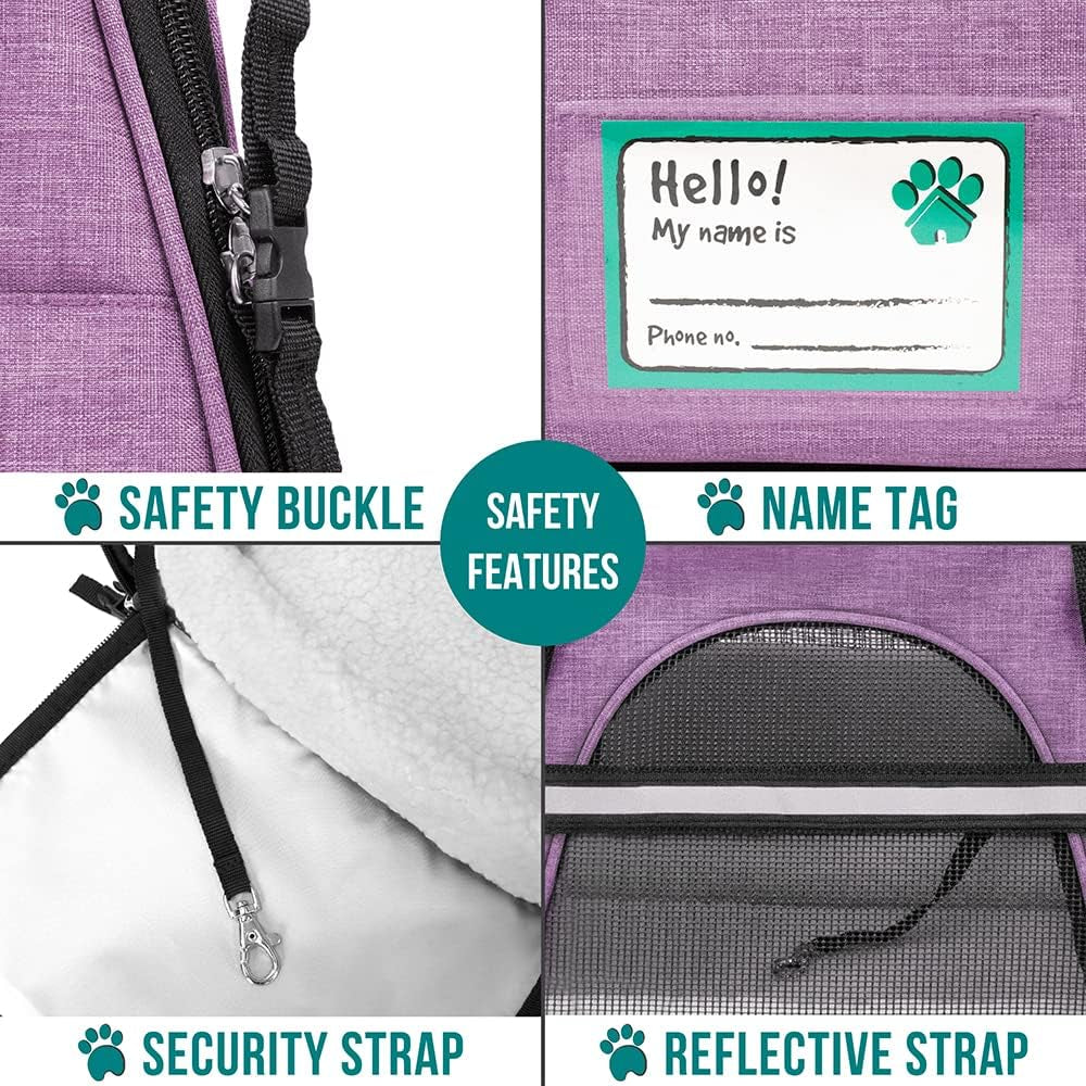 Airline Approved Soft-Sided Pet Carrier - Stylish Heather Purple for Cats & Small Dogs - Perfect Travel Supply for Kittens and Puppies - Ventilated & Comfortable Design