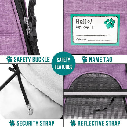 Airline Approved Soft-Sided Pet Carrier - Stylish Heather Purple for Cats & Small Dogs - Perfect Travel Supply for Kittens and Puppies - Ventilated & Comfortable Design