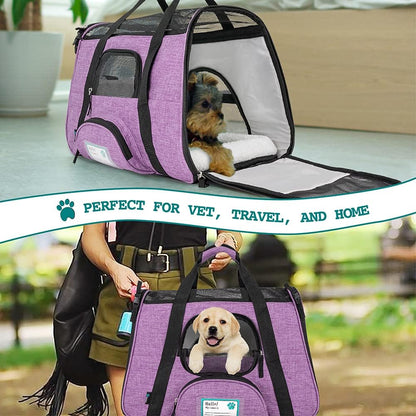 Airline Approved Soft-Sided Pet Carrier - Stylish Heather Purple for Cats & Small Dogs - Perfect Travel Supply for Kittens and Puppies - Ventilated & Comfortable Design