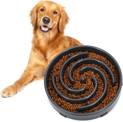 Slow Feeder Large Dog Bowls for Large Medium Dog Non Slip Maze Puzzle Bowl Pet Slower Food Feeding Dishes Interactive Bloat Stop Dog Bowl Preventing Choking Healthy Dog Bowl, Light Gray