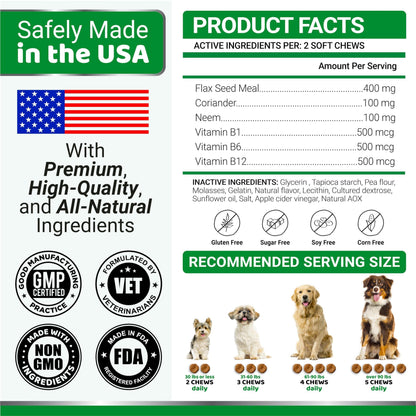 Flea and Tick Prevention for Dogs Chewables 170 Treats Natural Dog Flea and Tick Treatment Chewable Flea and Tick Chews for Dogs Soft Oral Flea Pills for Dogs All Breeds & Ages Made in USA