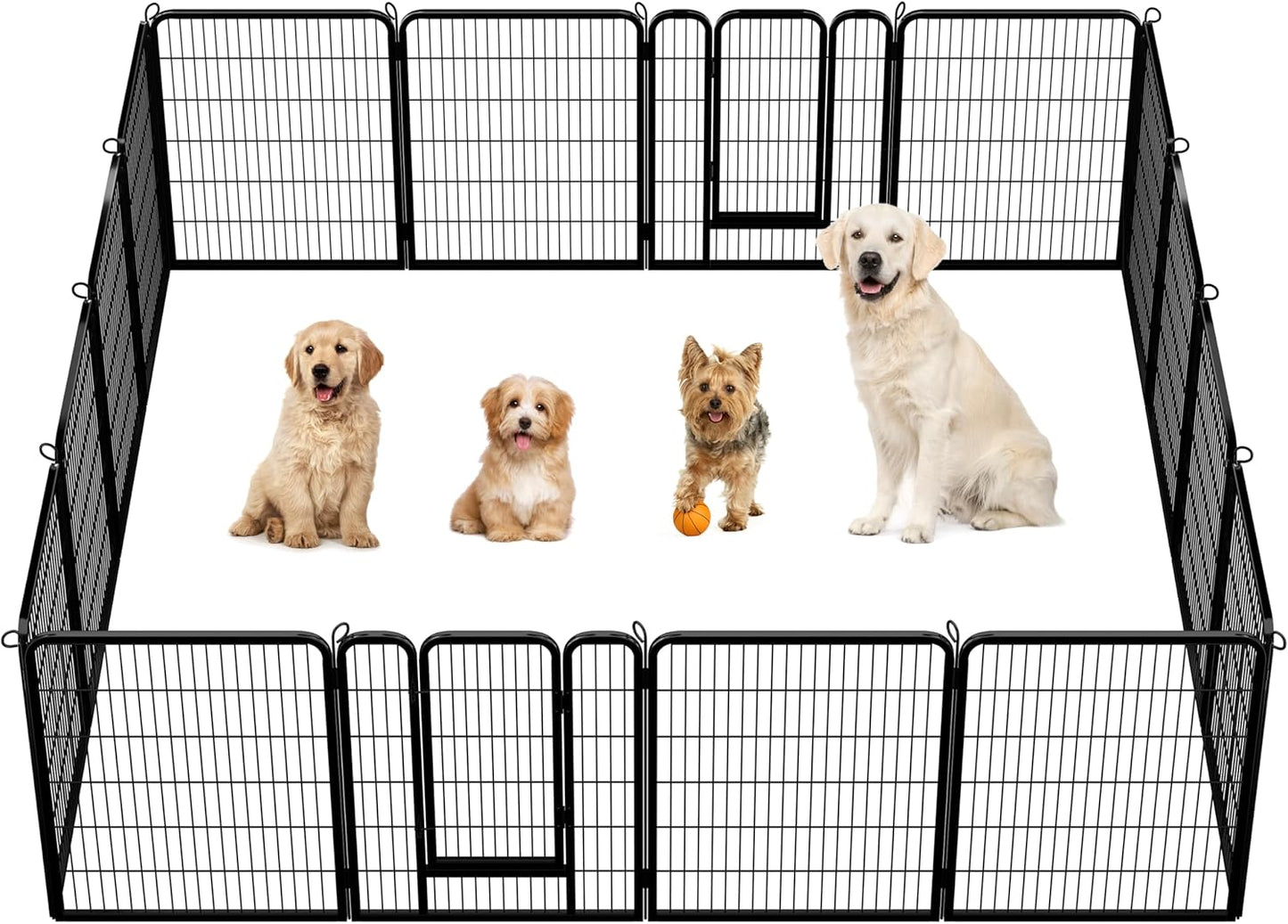 Dog Playpen Outdoor, 24 Inch 16 Panels Dog Pen Indoor Heavy Duty Puppy Exercise Pen Metal Pet Fence for RV Camping/Yard/Garden