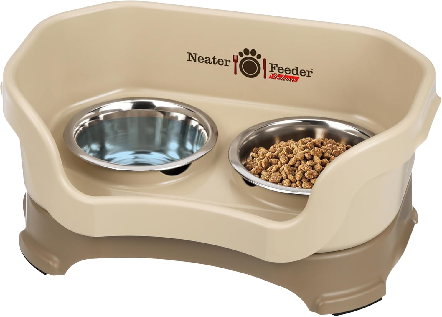 Neater Feeder Deluxe Mess Proof Dog Bowls Elevated for Medium Dogs 19-40 Lbs, Made in USA, No Spill Raised Dog Food Bowl Stand Feeding Station, Food and Water Bowl Set, Grey
